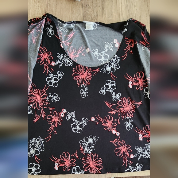Fashion Bug Vintage 90's Women's XL Black Floral Chest Knot Blouse - Picture 6 of 6